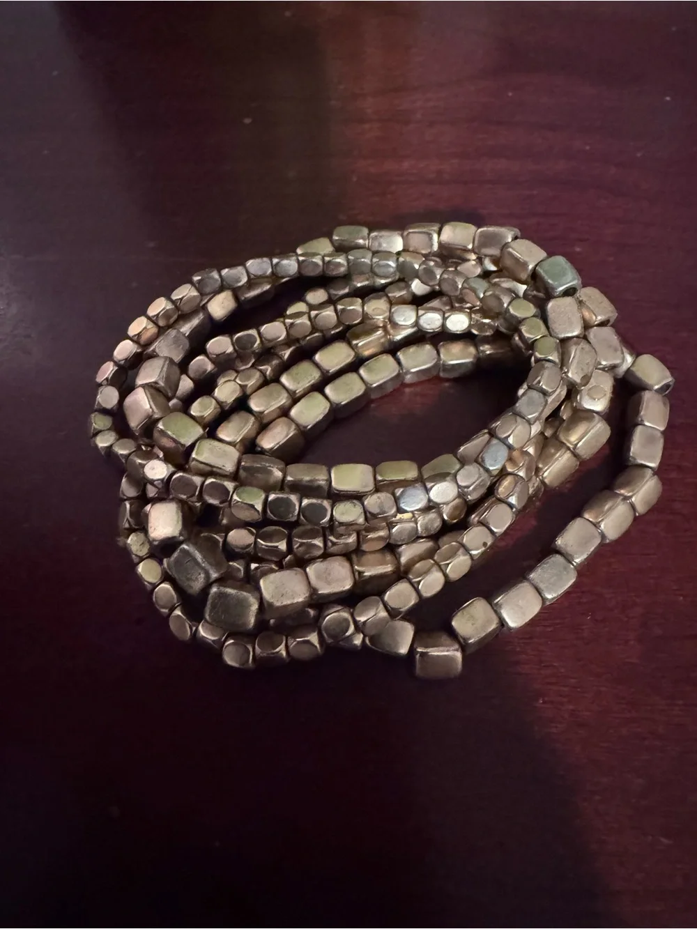 Gold-Tone Beaded Stretch Bracelet Set - Women’s Layered Style